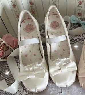 白茶入夢 バレエシューズ フレンチガーリー バレリーナ 2way ホワイト パンプス Ballerina