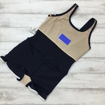 k5847★競泳水着 女子 レディース ジュニア ネイビー 紺黒系 ワンピース 白パイピング スカート つるすべ 130サイズ グレイス 水泳 プール_画像4