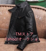 高品質★山羊革 レザージャケット ゴートスキン ラムレザー 革ジャン 本革 メンズファッション ライダース ブラック 蝋染め S～4XL_画像5