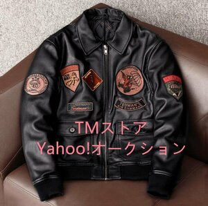 特売！フライトジャケット レザージャケット 羊革 ライダースジャケット 革ジャン カウハイド メンズファッション 刺繍 バイクレザー