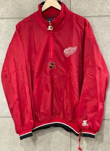 希少！ 90's NHL STARTER スターター RED WINGS レッドウィングス プルオーバー ナイロンジャケット アメフト Lサイズ メンズ 新規×