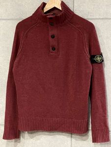 不動の人気！ STONE ISLAND ストーンアイランド ウール混 ハイネック ニットセーター ハーフジップ ワインレッド M メンズ ○ 新規×