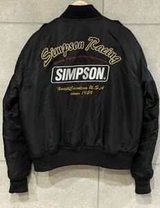 雰囲気抜群！ SIMPSON シンプソン MA-1 中綿入り 刺繍ロゴ ワッペン フライトジャケット ブラック フラッグシップ Lサイズ ○ 新規×