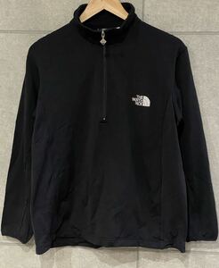 人気！ 日本製 THE NORTH FACE ノースフェイス ハーフジップ 長袖シャツ 裏フリース POLARTEC ブラック L メンズ アウトドア ○ 新規×