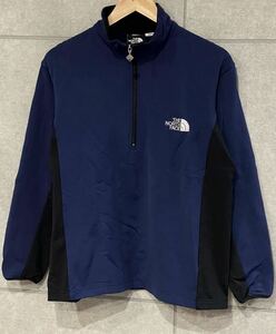 人気！ 日本製 THE NORTH FACE ノースフェイス ハーフジップ 長袖シャツ 裏フリース POLARTEC ネイビー L メンズ アウトドア ○ 新規×