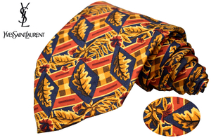 N-2852* бесплатная доставка * очень красивый товар *YSL YVES SAINT LAURENT Yves Saint-Laurent * Италия производства orange цвет leaf лист .. широкий шелк галстук 