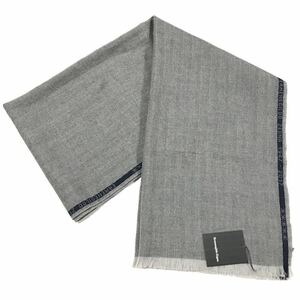 未使用品【エルメネジルドゼニア】本物 Ermenegildo Zegna マフラー ロゴモチーフ 全長186cm 幅57cm ストール ウール100% 伊製 送料520円