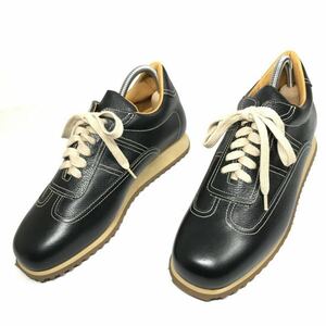 未使用品【サントーニ】本物 Santoni CLUB 靴 24cm 黒 スニーカー カジュアルシューズ 本革 レザー 女性用 レディース イタリア製 36