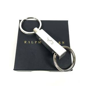 美品【ラルフローレン】本物 RALPH LAUREN キーリング ロゴモチーフ キーホルダー チャーム 金属素材 メンズ レディース 箱付き 送料520円