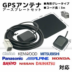 MDV-L503W 用 ケンウッド KENWOOD GPS アンテナ 置き型 底面 マグネット タイプ 高感度 角形 グレー カプラーオン アースプレート セット