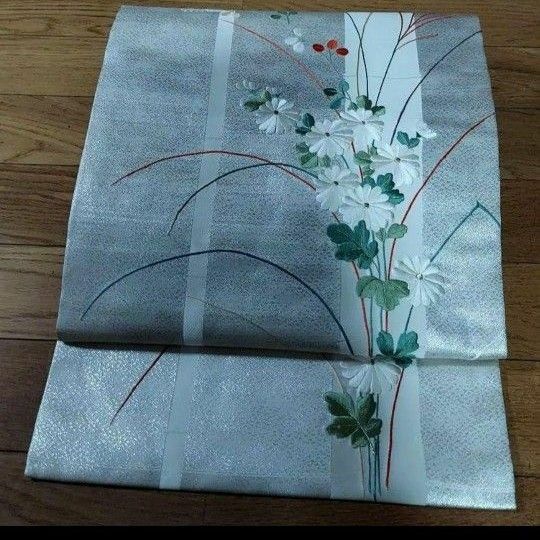 名古屋帯　菊、竹、すすき、南天 