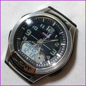 中古 ●CASIO/カシオ● AQ-180W 3793 クォーツ シルバー×ブラック ケースのみ メンズ 腕時計 稼働品