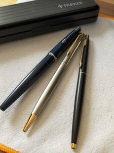 PARKER 3本セット ①万年筆 クラシック パーカー ②INSIGNIA 筆記確認 インシグニア ツイスト ボールペン ③ノック式ボールペン　k18 K14