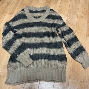 UNDER BAR moussy ボーダーニット グレー フリーサイズ