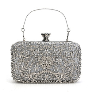  clutch bag flower rhinestone silver . equipment, Japanese clothes OK