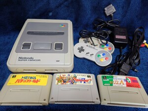 任天堂 スーパーファミコン 前期 SFC すぐ遊べるセット コントローラー 純正ケーブル 純正アダプター ソフト3本 ドラクエ