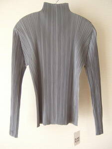 166☆ 新品 紙タグ付き PLEATS PLEASE ISSEY MIYAKE プリーツプリーズ イッセイミヤケ ハイネック 長袖 ブラウス カットソー グレー 4