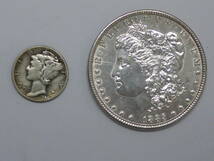 12A 硬貨 古銭 銀貨 アメリカ銀貨 AMERICA 1885年 1ドル銀貨 モルガンダラー モーガン 約126.7g 1940年 10セント銀貨 マーキュリーダイム_画像1
