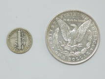 12A 硬貨 古銭 銀貨 アメリカ銀貨 AMERICA 1885年 1ドル銀貨 モルガンダラー モーガン 約126.7g 1940年 10セント銀貨 マーキュリーダイム_画像4