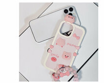 iPhone14 Pro ケース 6.1インチ スマホケース 保護カバー 背面カバー おしゃれ シリコンカバー 耐衝撃 ブレスレット付き ピンク pig_画像6