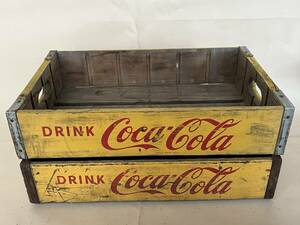 【M63】昭和レトロ Coca Cola コカ・コーラ 木製 ボトルケース 年代物 当時物 まとめて 2個