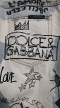 1円～激レア＆美品 DOLCE＆GABBANA ドルチェ＆ガッバーナ CLASSIC 総ロゴ 落書き デニム ジンーズ ブリーチ加工 アイスブルー/46size_画像4