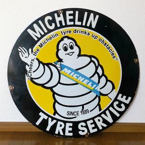 【幅76cm】ミシュランマン ホーロー 看板 MICHELIN TYRE SERVICE ビンテージ アンティーク アメリカ 世田谷ベース 