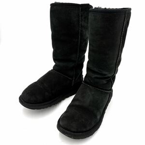 Q ＊ 履き心地抜群 '人気モデル' UGG アグ CLASSIC TALL クラシックトール 裏ボア 本革 ロング ムートン ブーツ 23cm 黒 5815