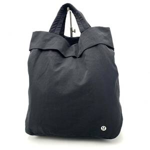 B ☆美品/ 人気モデル!! '洗練されたデザイン' lululemon ルルレモン NYLON100% トートバッグ 手提げ ハンドバッグ BLK レディース 婦人鞄