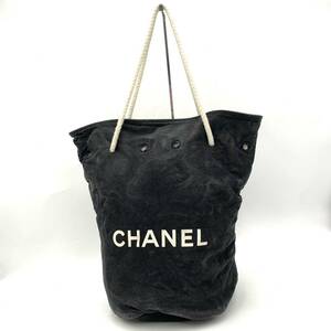 1円~ ☆ 高級ラグジュアリー鞄 'ロゴデザイン' CHANEL シャネル 極上 キャンバス生地 トートバッグ 手提げ ハンドバッグ 黒 BLK カバン