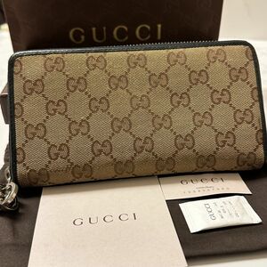 良品！ グッチ GUCCI 財布　長財布　GGキャンバス　GG金具 ラウンドファスナー