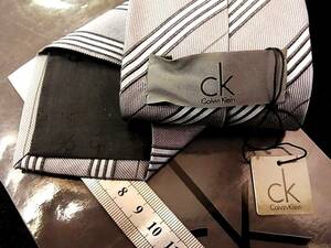 !:.*:1904[ unused tag attaching ][Ck] Calvin Klein [ stripe pattern ] necktie 