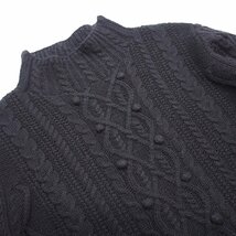インゲボルグ 黒 ケーブル編み ハイネック ニット セーター/2022AWコレ/フリーサイズ/L17-191_画像2