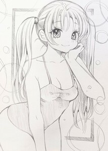 B6【8】スクール水着 手描きイラスト オリジナル 女の子 ラフ画