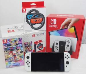 CP1489 歳末セール 美品 任天堂 Nintendo Switch スイッチ 有機ＥＬモデル マリオカート８ デラックス Joy-Con ハンドル２個セット