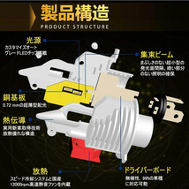 送料無料！H4 Hi/Lo LEDヘッドライト 車検対応 車/バイク用 16000LM 12V/24V車(ハイブリッド車・EV車対応)LEDバルブ 2個セット_画像5