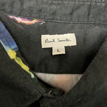 希少 高級 Paul Smith ポールスミス クラゲ柄 長袖シャツ Lサイズ 総柄 ボタニカルブラック 日本製 カジュアル 激レア 派手 お洒落_画像4