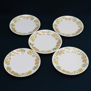 Noritake PROGRESSION SUNNY SIDE デザートプレート5枚セット ノリタケ プログレッション サニーサイド 小皿 花柄◆714f07