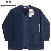 未使用品 エンジニアドガーメンツ ユニクロ フリースノーカラーコート L ネイビー UNIQLO and Engineered Garments ジャケット_画像1