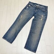 和124★ 7 for all mankind セブンフォーオールマンカインド デニムパンツ ジーンズ 25 レディース ブルー ダメージ加工_画像1