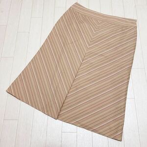  peace 124* ELLE PARISe reflet a skirt casual total pattern maxi skirt made in Japan 38 lady's beige pink Brown 