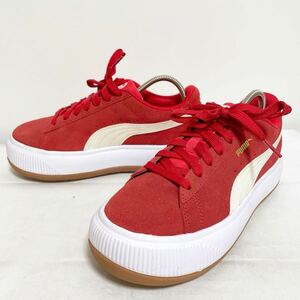 和130★ PUMA SUEDE MAYU プーマ スエード マユ 厚底 スニーカー シューズ 24 レディース レッド