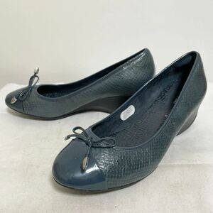  peace 146*① ROCKPORT lock port pumps heel shoes python type pushed . shoes 24 lady's blue 