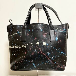 和147★ Desigual デシグアル ハンドバッグ ショルダーバッグ 2way ペンキプリント レディース ブラック