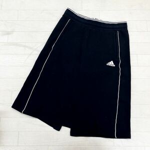 1284◎ adidas アディダス パンツ ボトムス スカート Aライン ミディ 膝丈 ロゴ プリント ブラック レディースL