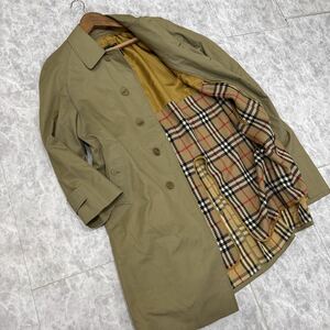 1円~ ＊ 高級紳士服 '希少 90's ビンテージ' Burberrys オールド バーバリー 裏地 ノバチェック ライナー付 比翼 ステンカラーコート M