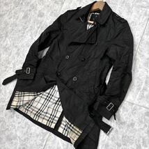 1円~ ＊ 日本製 '高級紳士服' BURBERRY BLACK LABEL バーバリー 裏地 ノバチェック 高品質 ナイロン トレンチコート M メンズ アウター_画像1