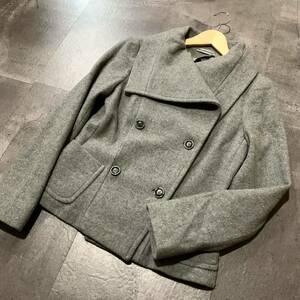 TT1☆美品/ 高級ラグジュアリー服 'イタリア製' MaxMara マックスマーラ WOOL混 ビッグカラー Pコート size:42 レディース アウター 婦人服