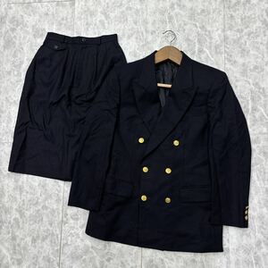 KK ＊ 良品 '高級感溢れる' J.PRESS ジェイプレス 高品質 WOOL ダブル スカート スーツ 上下 セットアップ size9 レディース 金ボタン