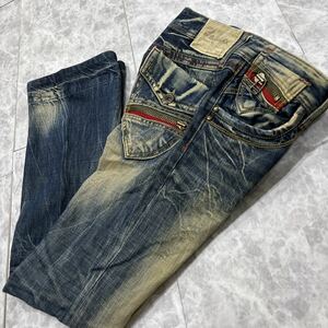 B ＊ 良品 '洗練されたデザイン' LOLITA JEANS ロリータジーンズ 高品質 ウォッシュ加工 ブーツカット デニムパンツ W30 メンズ ボトムス